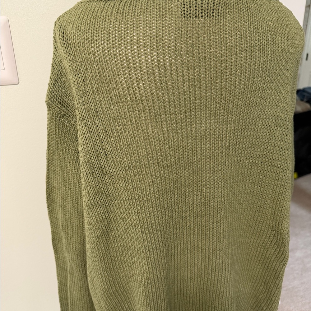 Wooden Ships Olive Green Crewneck Sweater with Black Skull Motifs M/L - Picture 3 of 5